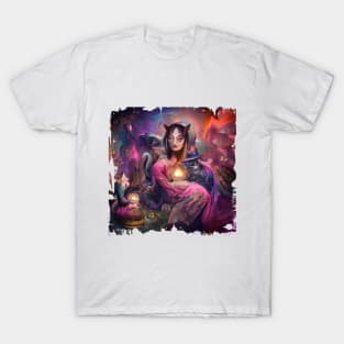 Psychedelic woman with a cat♥ T-Shirt